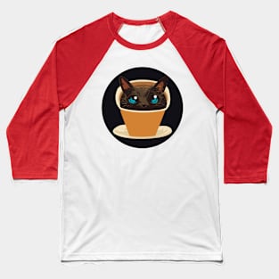 Cat | Coffee Baseball T-Shirt